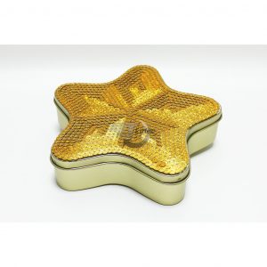 sterndose pailletten gold, Geschenkdose aus Blech